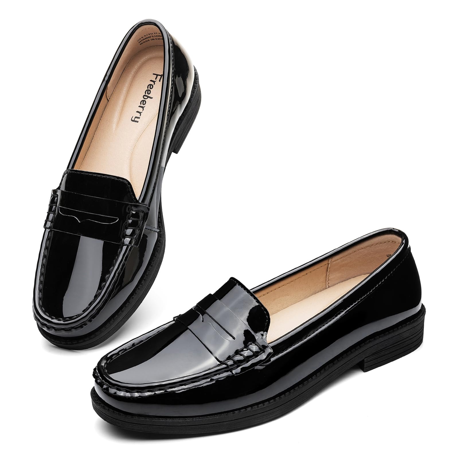 Women's Comfortable Leather Penny Loafers Slip On Business Casual Dress Shoes Lightweight Office Work Flats Everyday Walking Shoes for Women — view 8