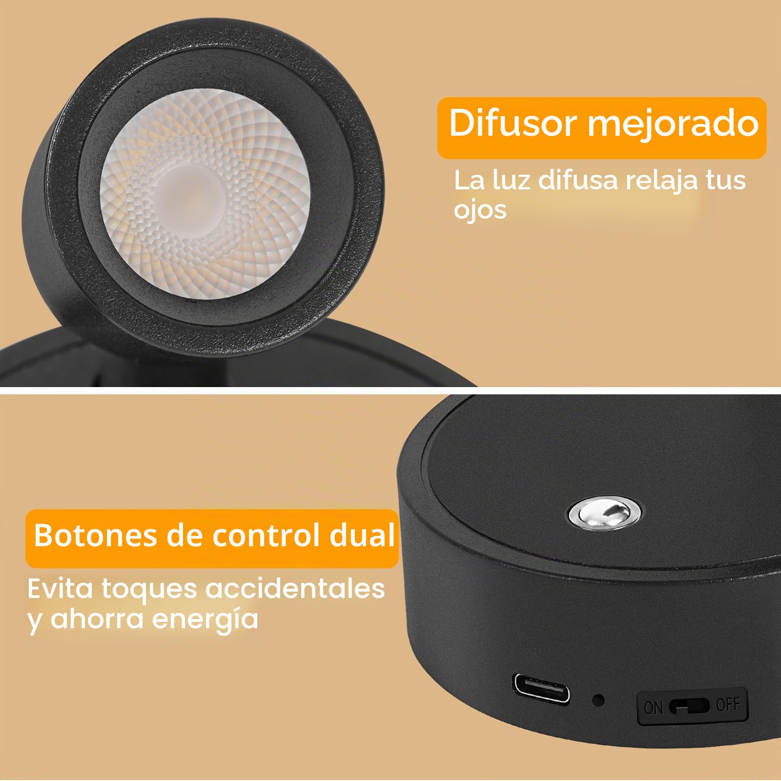 Aplique Pared Interior Regulable, Lampara Pared sin Cable con Control Remoto - 3 Modos de Luz Foco LED con Ajuste de Brillo Ajuste Ángulo 350° para Plantas, Pintura y Obras de Arte, 1 Unidad