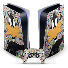 Head Case Designs Officially Licensed Looney Tunes Daffy Duck Graphics and Characters Vinyl Faceplate Gaming Skin Decal Compatible With Sony PlayStation 5 PS5 Disc Console & DualSense Controller