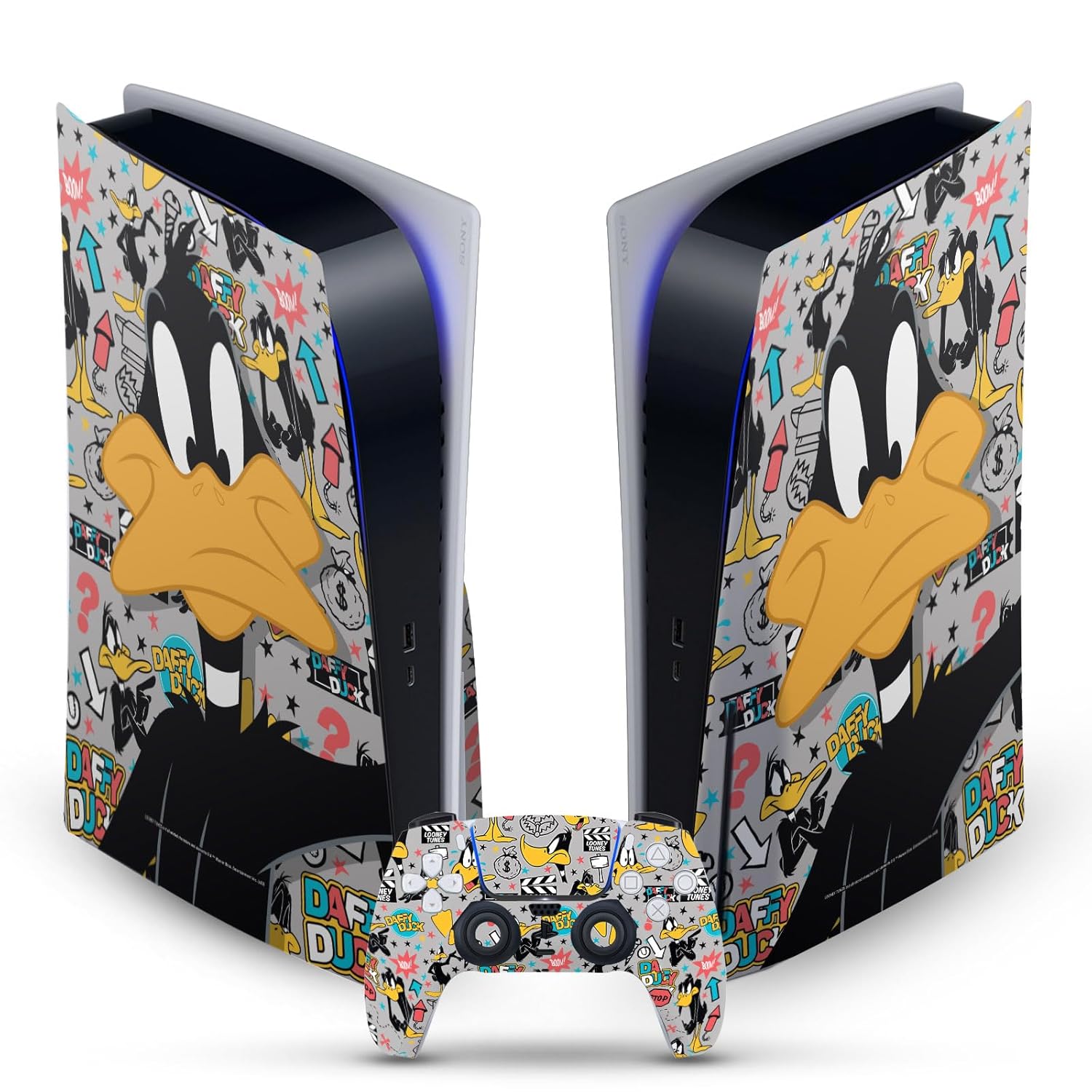 Head Case Designs Officially Licensed Looney Tunes Daffy Duck Graphics and Characters Vinyl Faceplate Gaming Skin Decal Compatible With Sony PlayStation 5 PS5 Disc Console & DualSense Controller
