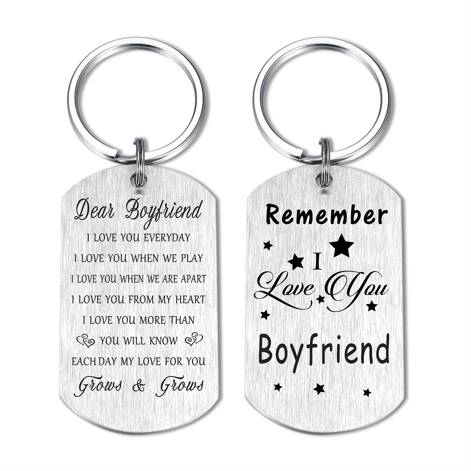 Resdink I Love My Boyfriend Valentines Day Keychain - Birthday Graduation Gift Ideas, Best Men Fathers Day Anniversary Key Chain - Unique Gifts