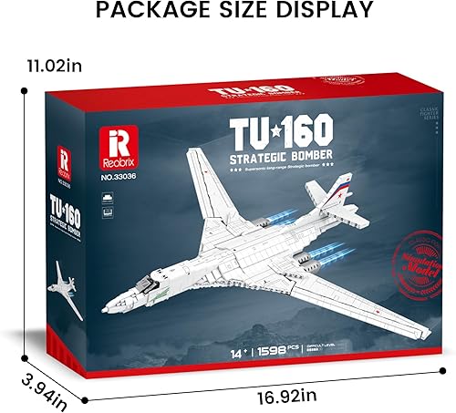 Miniatura 7 de Reobrix 33036 TU-160 - Juego de bloques de construcción para adolescentes, niños y niñas, adultos, juguetes espaciales de aviones, juego de bloques