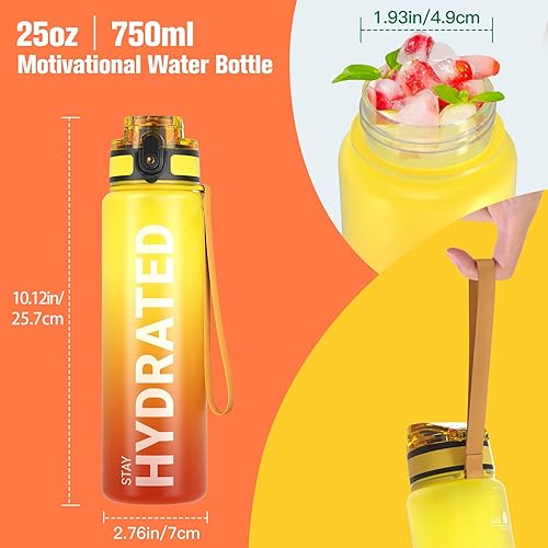 Miniatura 7 de Sahara Sailor Botella de agua, 322517 onzas, botellas de agua duraderas y a prueba de fugas, motivacionales con marcador de tiempo, Tritan, sin BPA,