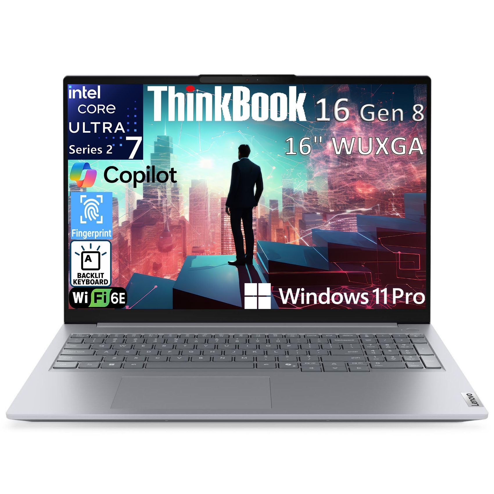 Lenovo ThinkBook 16 Gen 8 Business AI PC Laptop Computer, 16" FHD+, Intel 16-Core Ultra 7 255H (Beat i7-13900H), 32GB DDR5 RAM, 1TB PCIe SSD, WiFi 6E, Bluetooth 5.3, Fingerprint Reader, Windows 11 Pro