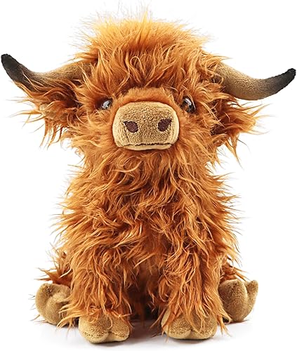 Highland Cow - Animal de peluche realista de vaca escocesa, juguete de peluche suave de animales de granja, regalo para adultos, niños y niñas (vaca