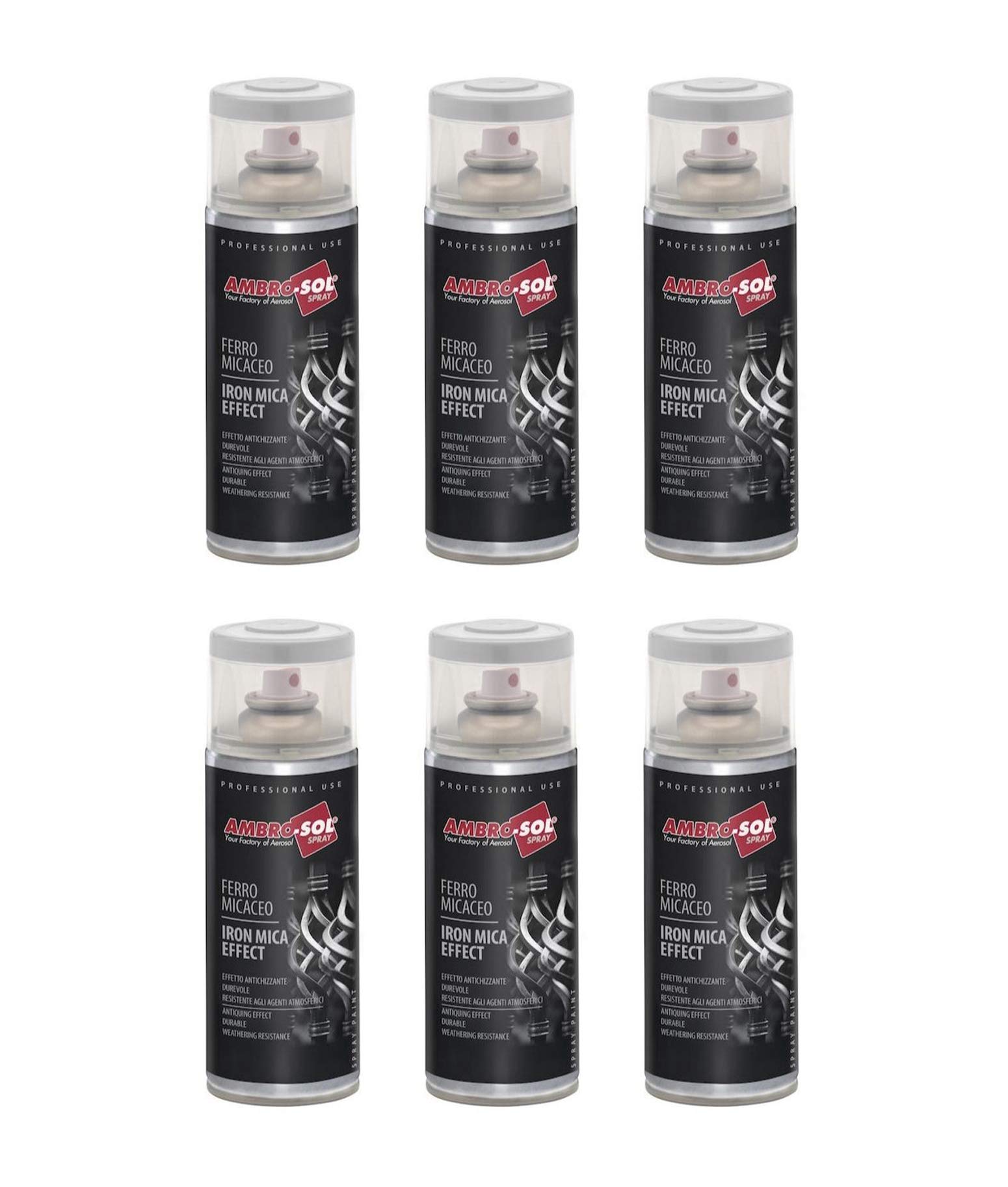 Ambro-Sol V400MIC.3 Lakier Nadajacy Efekt Iron Mica, Szary, 400ml, 6 Sztuk