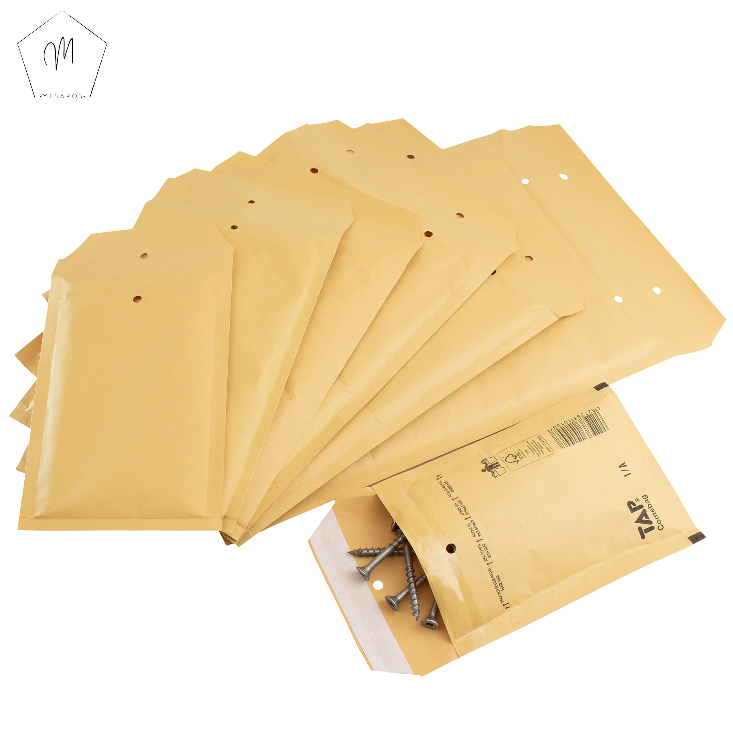 Luftpolstertaschen (braun) - 1/A - (120 mm x 175 mm) aus Kraftpapier (1000 Stück) | Verpackungsmaterial - Luftpolsterumschläge - Luftpolsterversandtaschen - Versandtaschen von MESAROS®