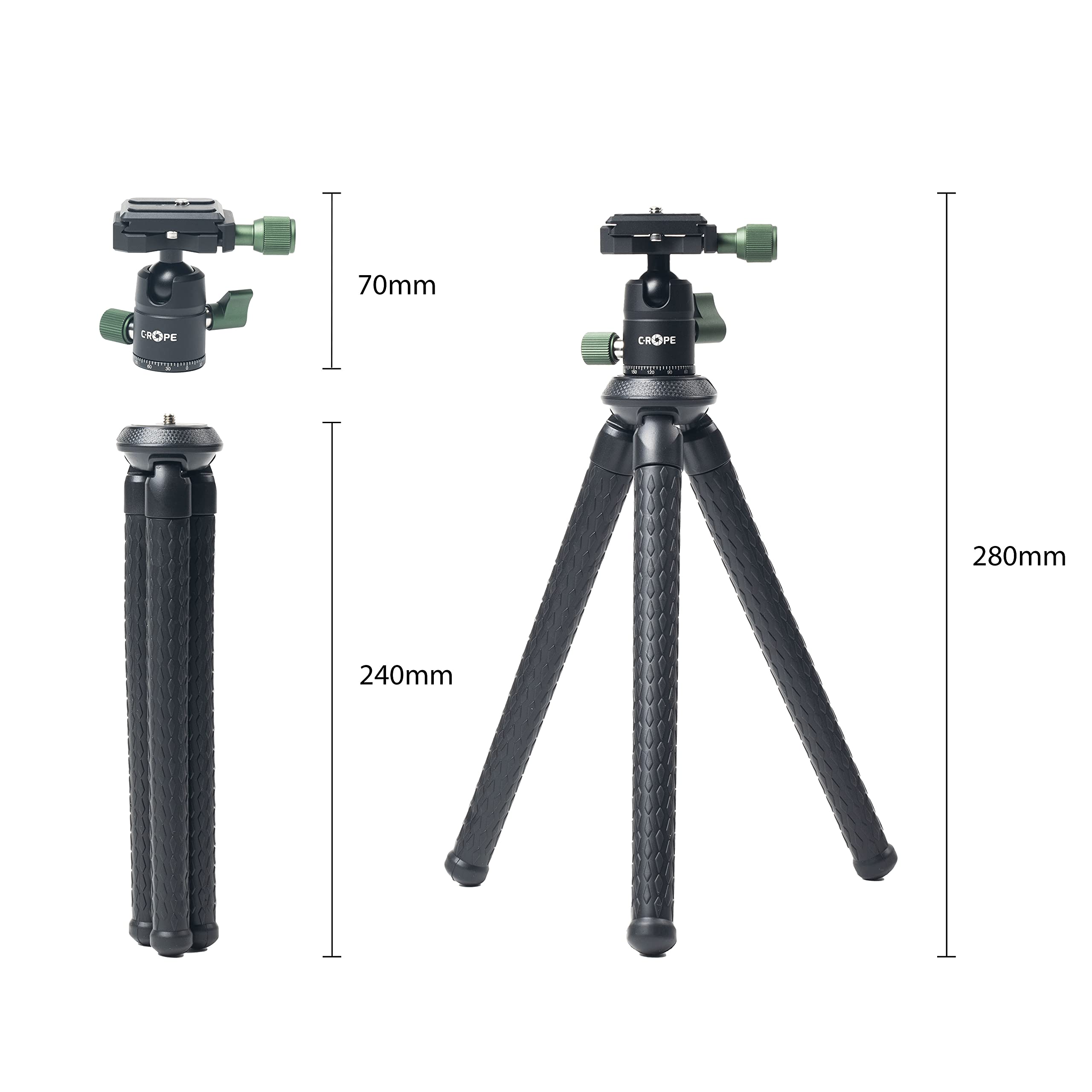 C-Rope Creatorpod, trípode de Viaje Flexible con Cabeza de Bola, trípode de cámara para cámaras DSLR y sin Espejo, Capacidad de Carga de hasta 2 kg