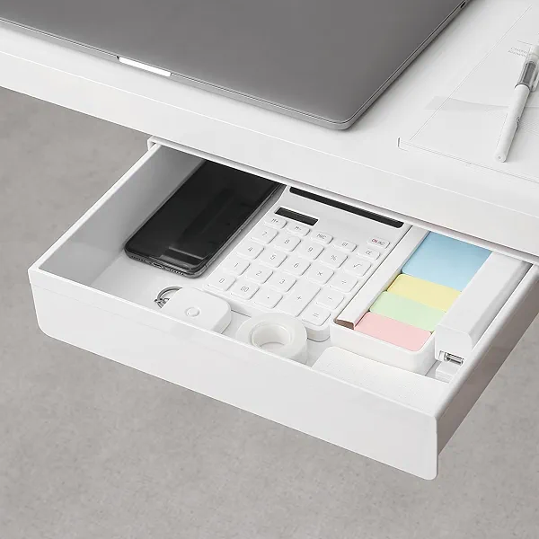 AirTaxiing Under Desk Drawer - Super Large Under Table Hidden Drawer Desk Accessories & Workspace Organizers Desktop Storage Pencil Slide Out Organizer with Screw Adhesive Tape Shelf Tray at Office