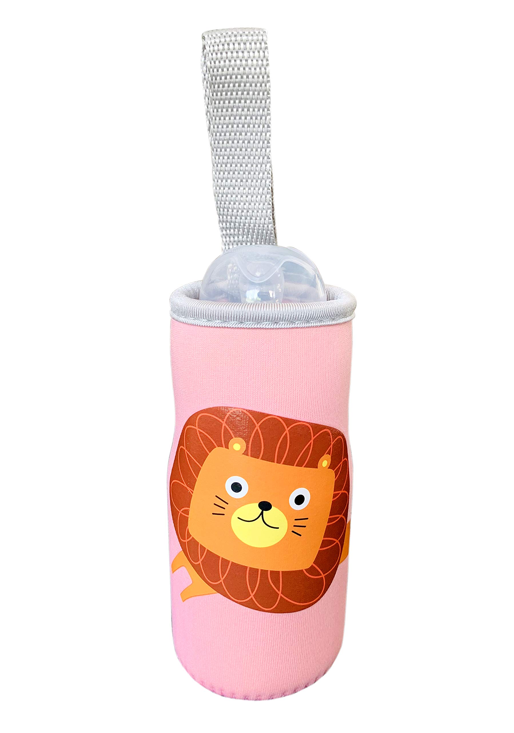 THE LITTLE LOOKERS Cute Animated Patterned Soft Stretchable Baby Feeding Bottle Cover with Easy to Hold Strap for 120ml, 150ml, 240ml (Fish & Lion, Pack of 2) - Image 4 thumbnail