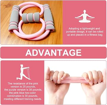 8-Shaped Resistance Bands with Handles, 3Pcs Stretch Yoga Fitness Band