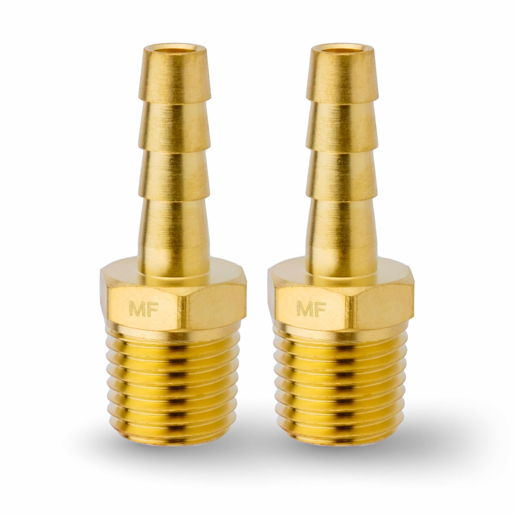 MAACFLOW MAACFLOW Brass 1/4" Male NPT to 1/4" Hose ID Barb Barbed Hose Fitting Adaptor Connector (Pack of 2)