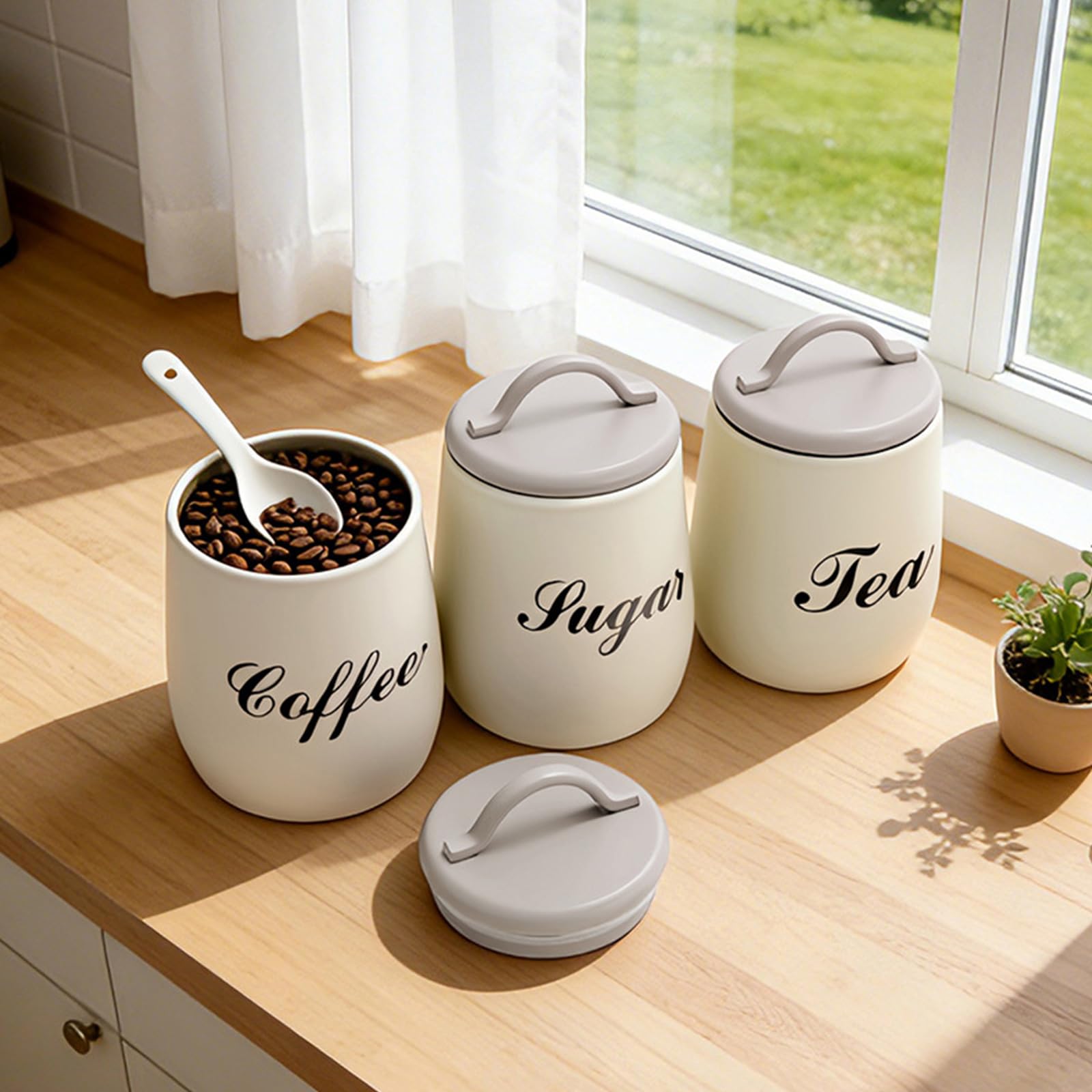 Moderno tarro de almacenamiento de cocina para café y productos secos, prácticos botes para conservar café, té y alimentos secos, tarros de organización de cocina