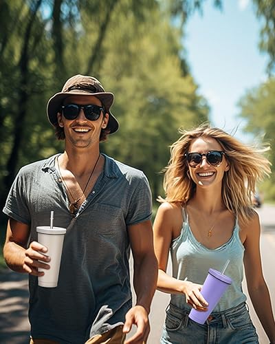 Miniatura 6 de Vaso aislado con tapa y pajilla, taza fría, taza de acero inoxidable de 25 onzas con aislamiento al vacío, taza de café de doble pared, sin BPA,