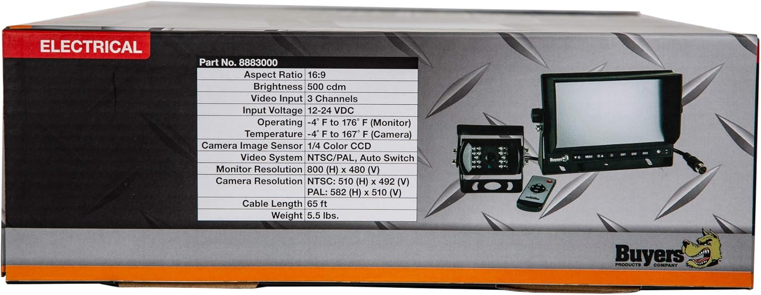 Buyers Products 8883000 Rear Observation System with Night Vision Camera , Black : Electronics