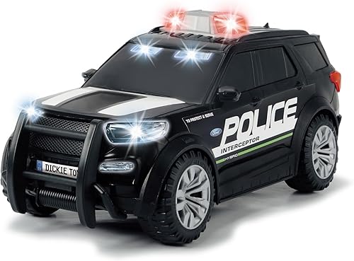 Dickie Toys Interceptor de policía HK Ltd para Ford con luz y sonido, color negro
