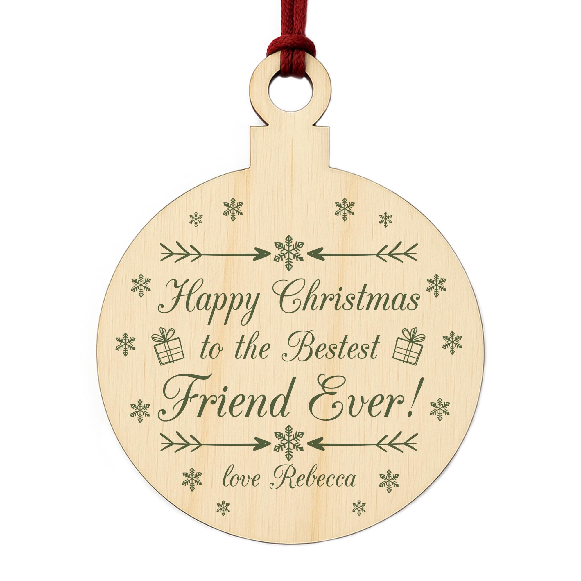 For Best Friend PERSONALISED Wood Bauble Tree Decoration Keepsake