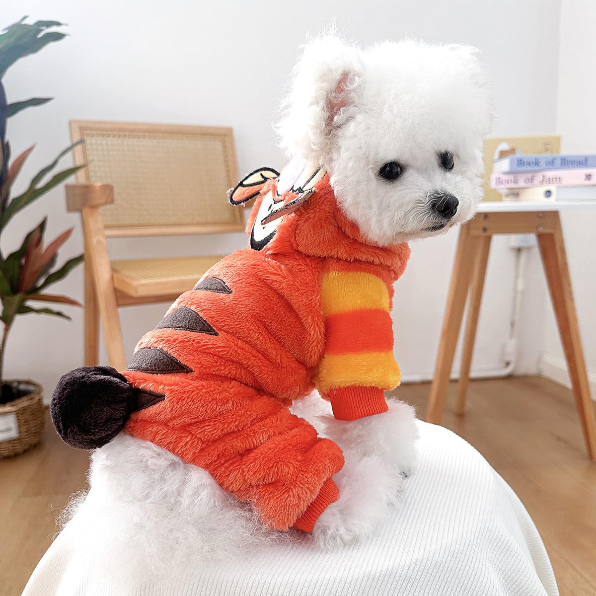 Dog Tiger Sweater Coats Halloween Puppy Cute Hooded Jacket Clothes Cozy Warm Small Dog Fleece Winter Hoodies Lightweight Soft Pajamas Chihuahua Clothes Christmas Holiday Dog Coats Outfits