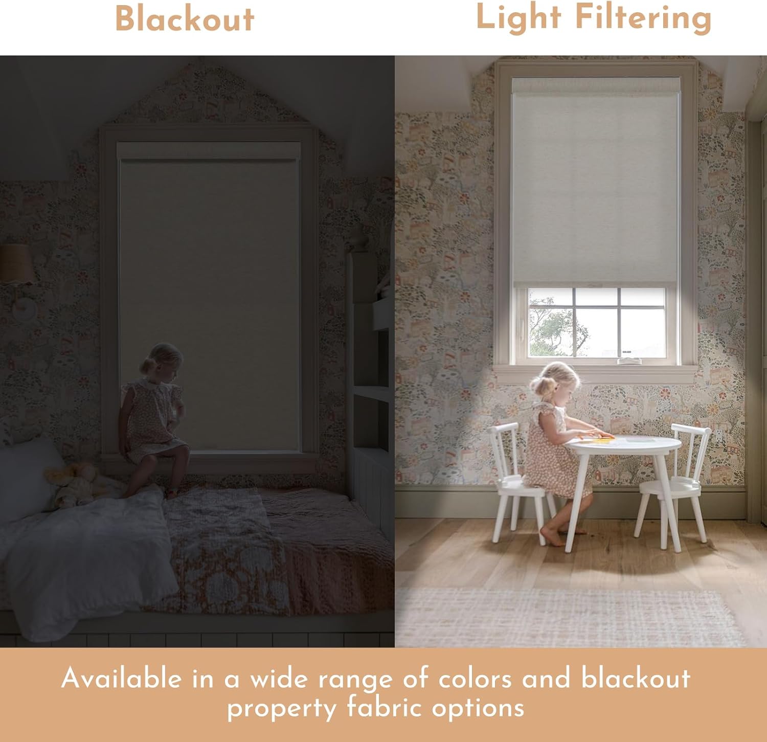 Persilux Light Filtering Roller Shades for Windows,Cordless,Linen Fabric,Roller Blinds,Thermal Insulated Fabric UV Protection Shades for Home,Office,Bedroom,Door,Light Filtering-Cream,Custom Now