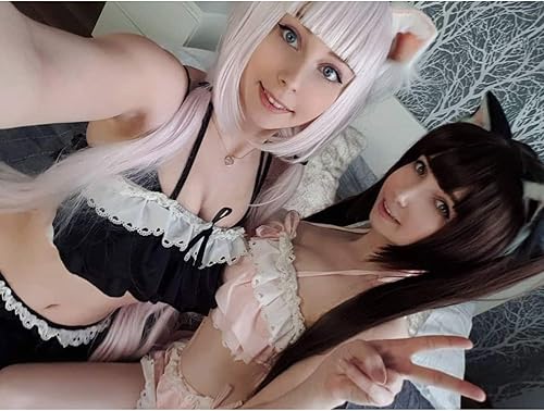 Miniatura 2 de YOMORIO Traje de baño japonés Kawaii con volantes para mujer, traje de baño de anime lindo gato Cosplay lencería traje de