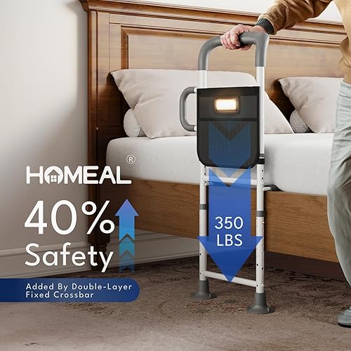 Miniatura 3 de HOMEAL Rieles de cama para adultos mayores de seguridad - Rieles de asistencia para cama ajustable para personas mayores, riel de protección de cama