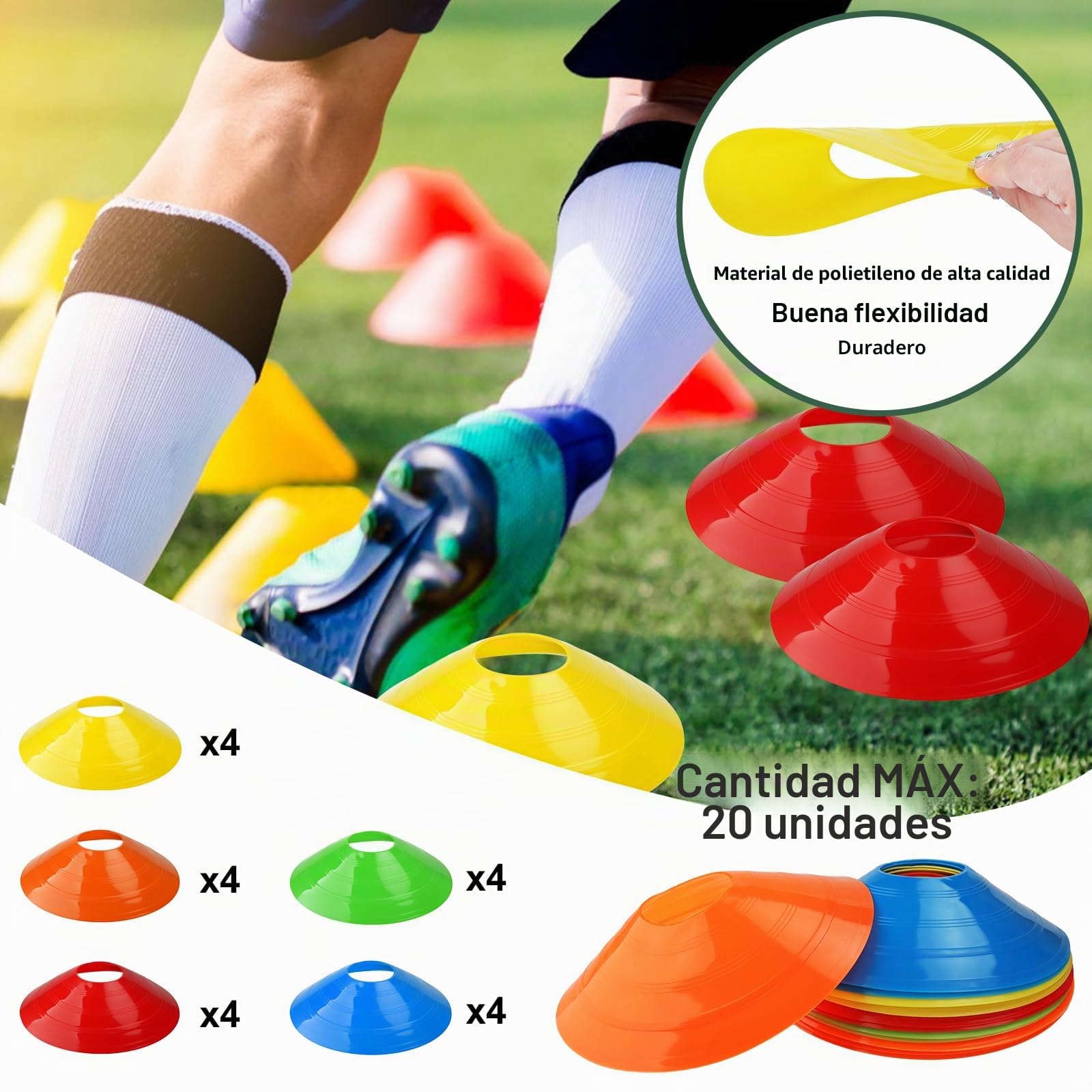 Kit Entrenamiento de Fútbol, 6M Agility Speed Ladder, 20 Conos de Entrenamiento, Paracaidas Correr, Idea de Entrenamiento de Fútbol Accesorios para Niños y Adultos