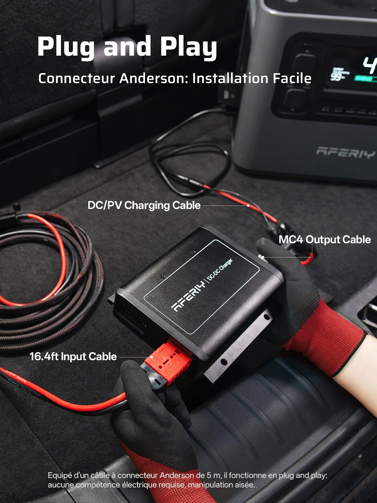 AFERIY Estación EléCtrica Cargador 580 W, CC-CC, 6 Veces Más Rápido Que Un Cargador De Mechero, Seguro Y Portátil, Compatible con Estaciones EléCtricas De 48 V, VehíCulos De 12 V/24 V Y Autocaravanas