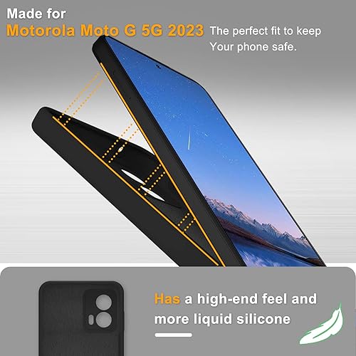 Miniatura 8 de Funda para Motorola Moto G 5G 2023, funda de silicona con 2 protectores de pantalla, forro de microfibra antiarañazos, cuerpo completo, a prueba de
