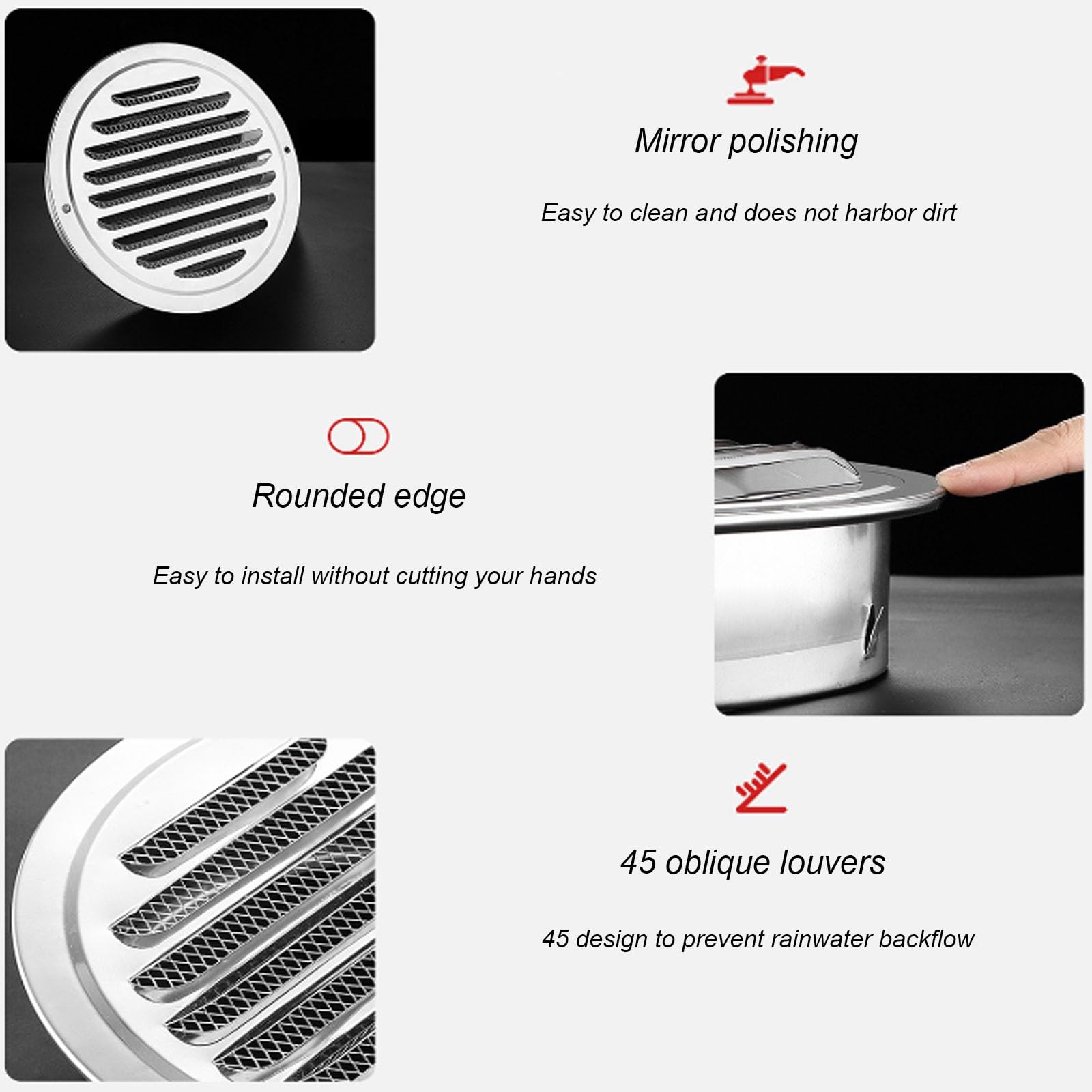 Rejillas De Ventilación para Chimenea De Acero Galvanizado, De Acero Inoxidable, con Rejillas Integradas. Aptas para Instalación En Pared O Techo. Ideales para Baños Y Áticos..E-15cm