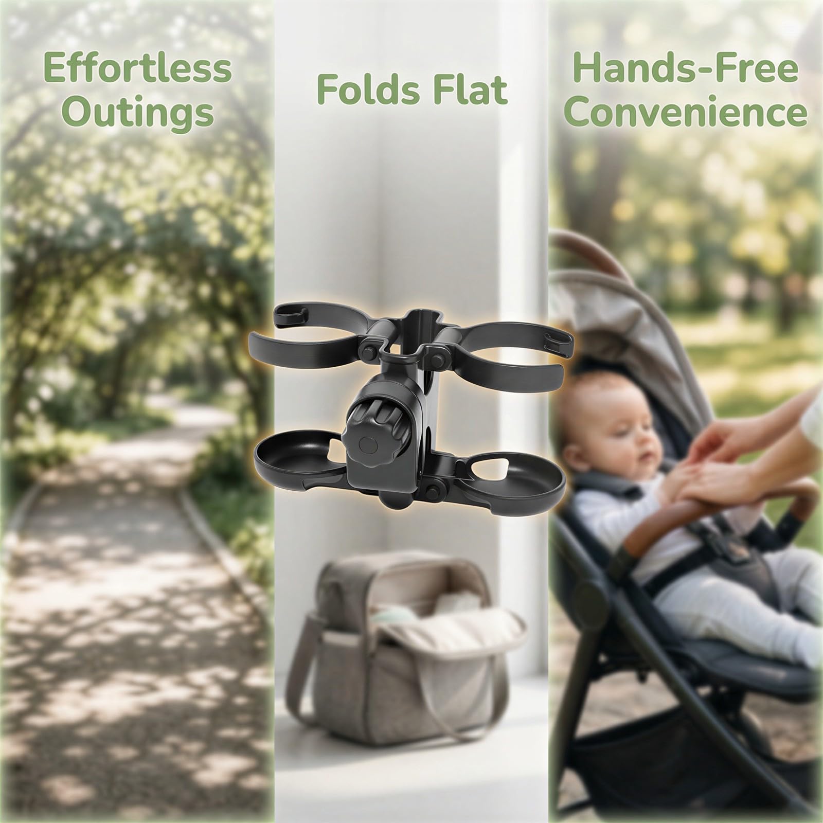 Flaschenhalter 2025, Faltbarer 3-in-1 Flaschenhalter mit Handyhalter für Rollstuhl, Scooter und Fahrrad, Universal-Getränkehalter mit Rutschfester Klemme, passend für viele Flaschen