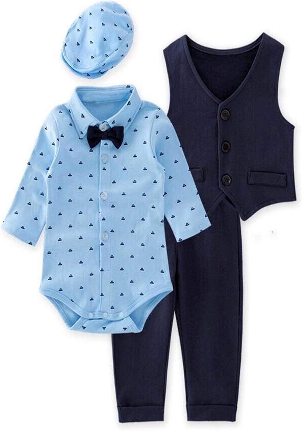 Infant Toddler Baby Boys Gentlemen 4-Piece Tuxedo Suit Formal Wear Outfit