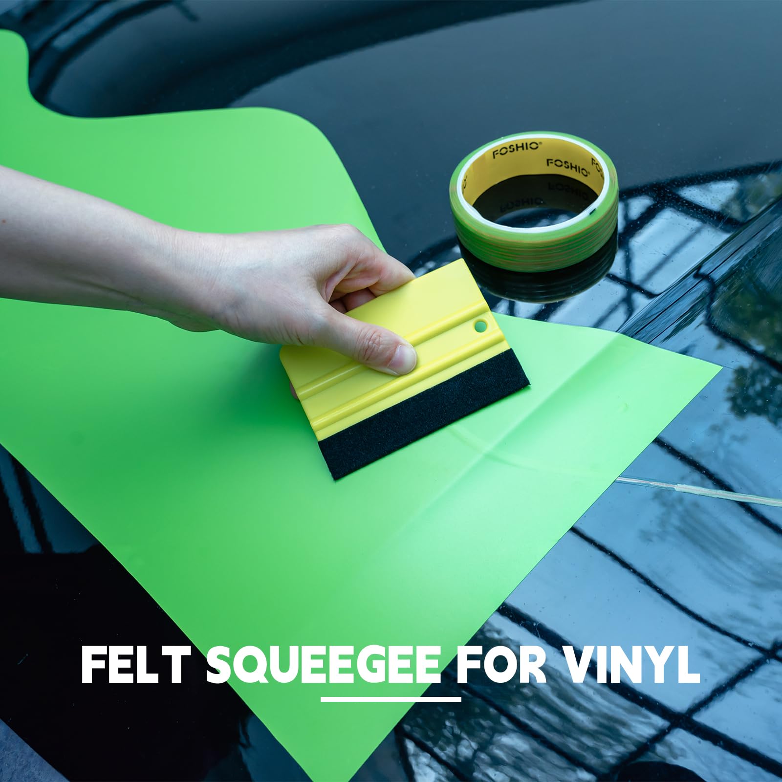 FOSHIO Cinta de corte sin cuchillo 50M, Kit de películas tintadas para coche Kit de revestimiento Herramientas de película que incluyen un raspador de plástico, cinta de corte de vinilo - 50M Cinta