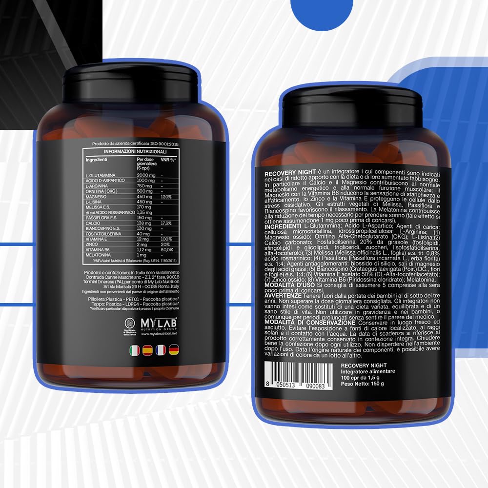 VIKING's Integratore Glutammina, Arginina, Lisina, Acido Aspartico, ZMA, Fosfatidilserina, Ornitina OKG | Post Workout per Recupero Muscolare Notturno, Riduce Stanchezza e Migliora il Sonno