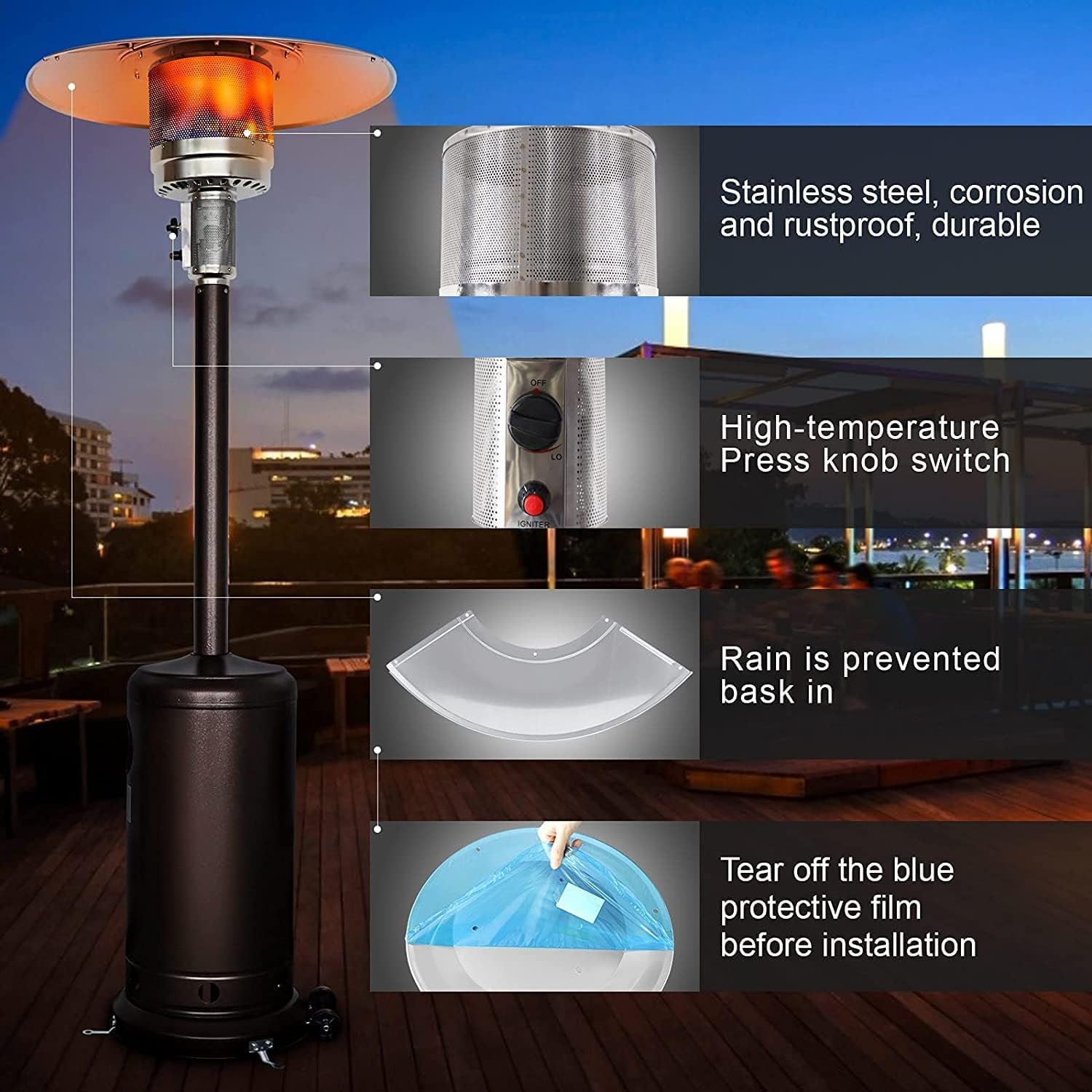 Review Outdoor Propane Patio Heater48000 BTU Outdoor Heater for Patio