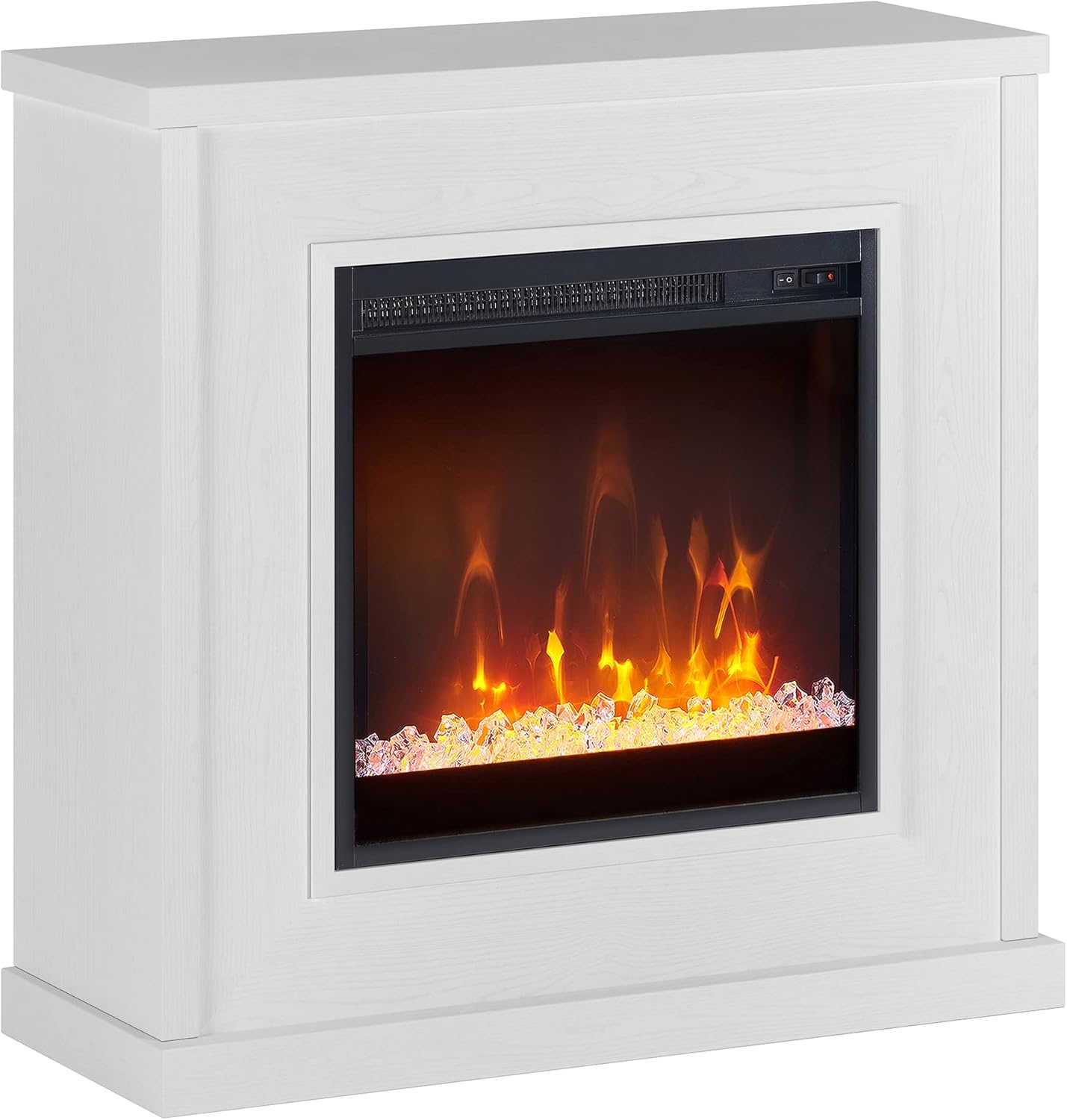 Henn & Hart Santos 30" Wide Mantel Fireplace with Crystal Fireplace