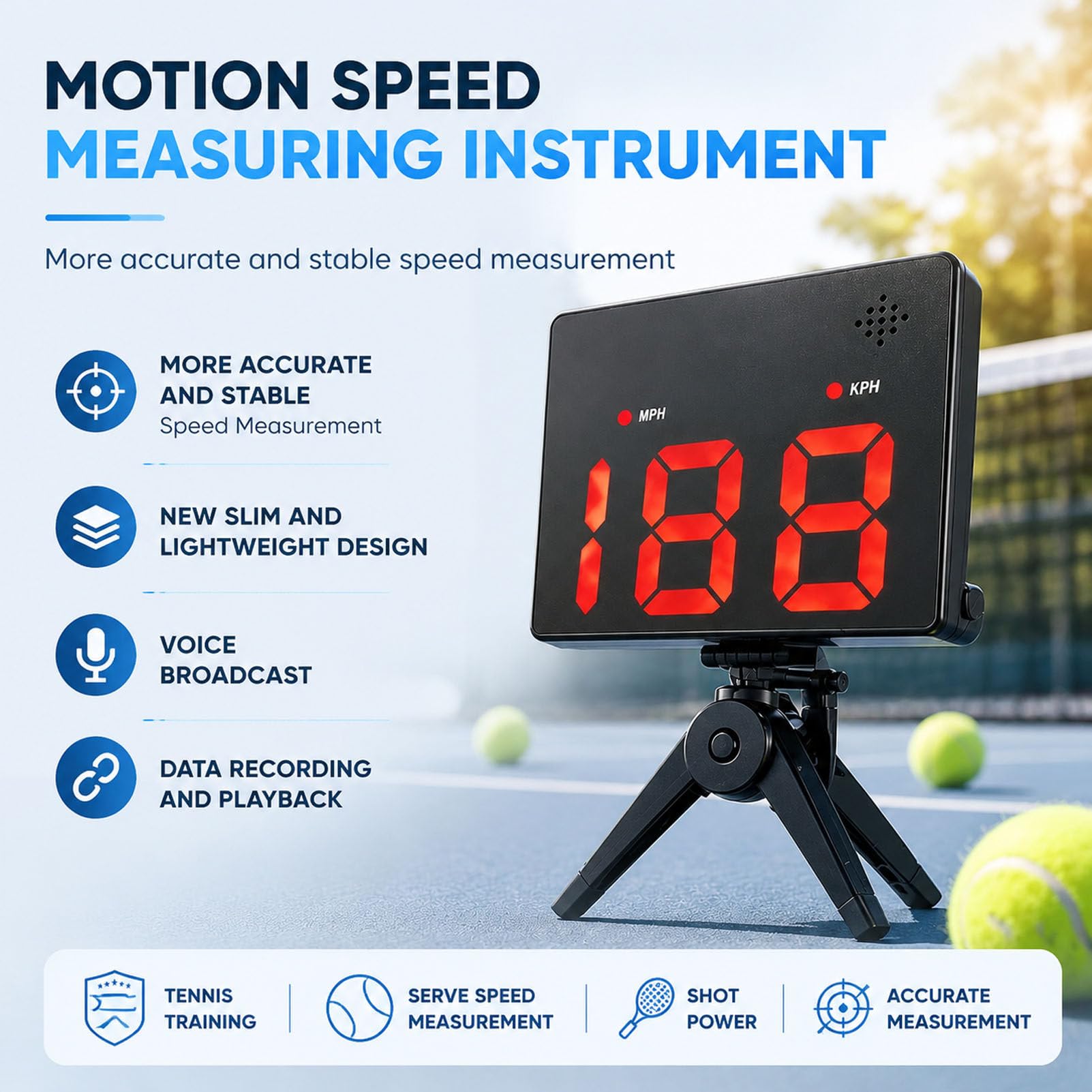 Radar Profesional de Velocidad de béisbol con Pantalla LED