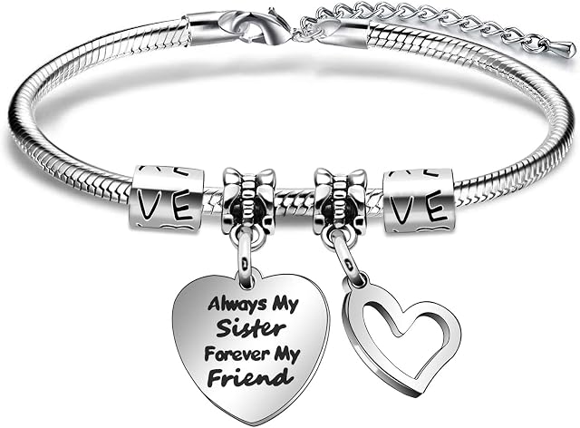Always My Sister Forever My Friend Sister Heart Bracelet Jewellery Christmas Birthday Gift