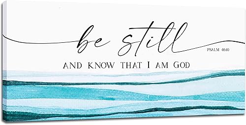 Miniatura 15 de Arte de pared cristiano grande con texto en inglés «Be Still and Know That I Am Gods» («Be Still and Know That I Am Gods») para decoración de pared,