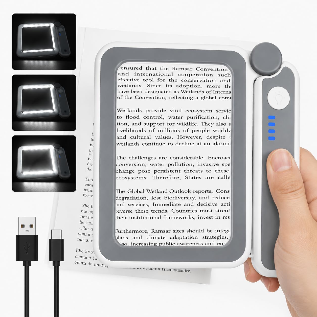 Hoofun 4X Magnifying Glass with Light, 10 LED Reading Magnifier