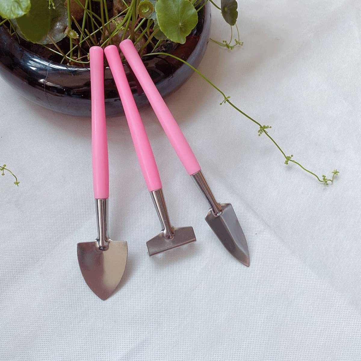 Sukkulente Werkzeuge, Mini-Garten-Werkzeuge Set, Transplantierwerkzeuge Miniatur-sukkulenten Handwerkzeuge Set Gartengeschenke für Frauen Männer (Color : Pink)