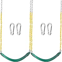 TURFEE 2-Pack Heavy Duty Green Swing Seats with 66" Chains & Snap Hooks - Kids Swing Set Replacement for Playground & Trees