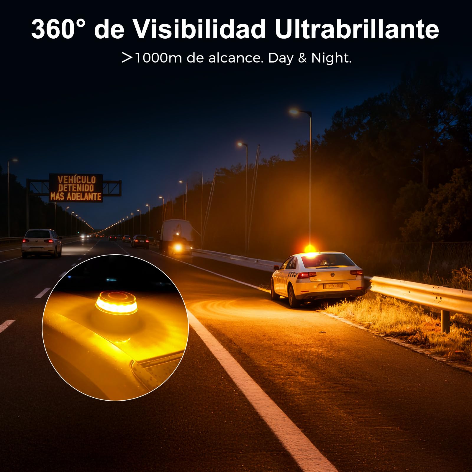 Woox Balise V16 homologuée DGT avec géolocalisation, lumière d'urgence pour Voiture homologuée avec SIM et données gratuites Jusqu'en 2038, certifié DGT 3.0, IP54, sans Applications ni abonnements