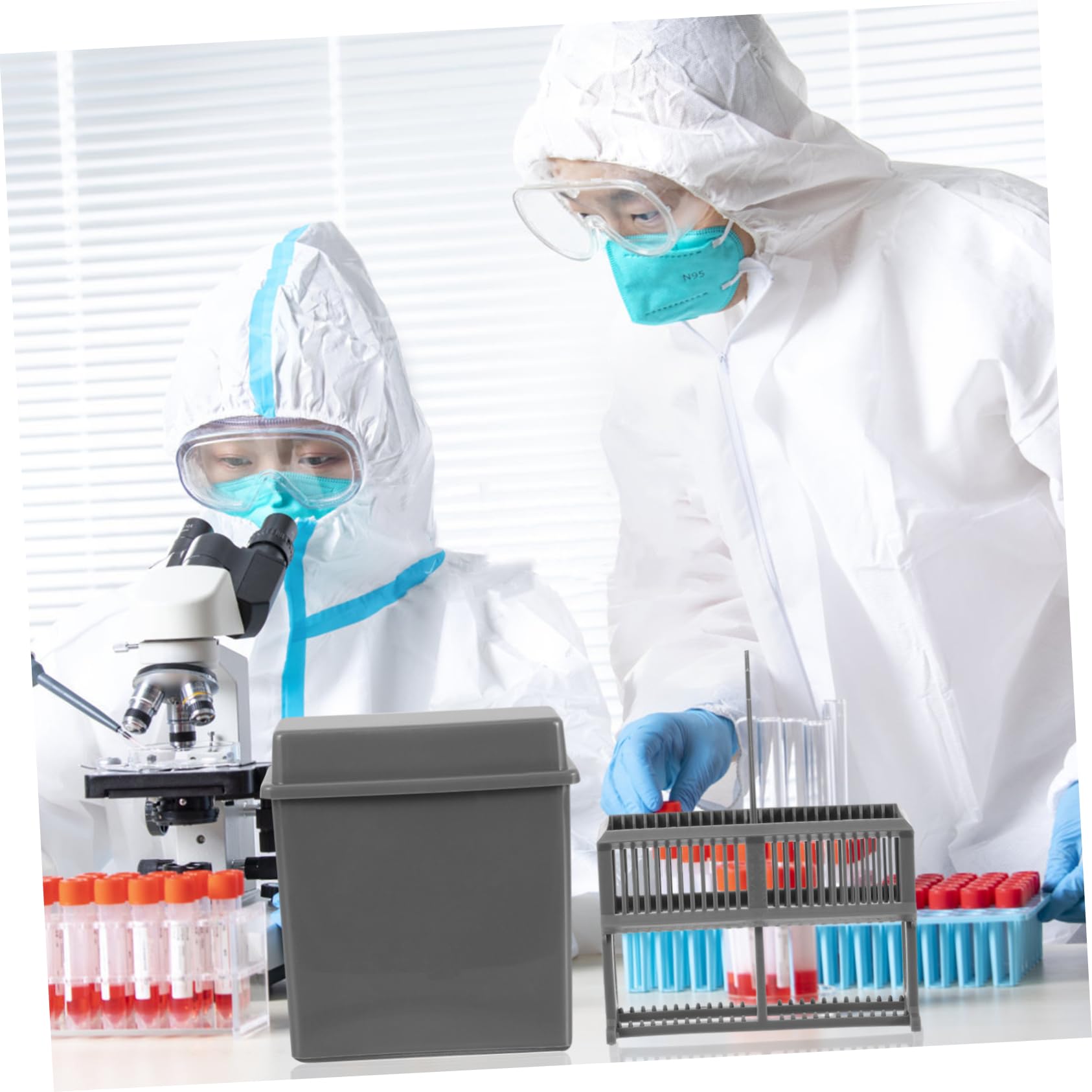 CIYODO 2 Sets Microscope Slides Staining Rack Jar Storage 24 Slots Plastic Staining Jar Rack