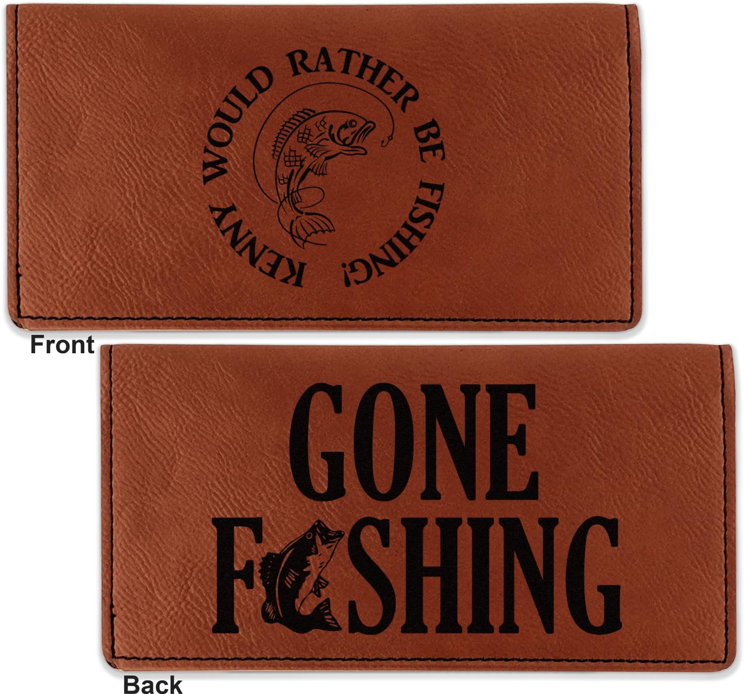RNK Shops Personalized Fish Leatherette Checkbook Holder - Double Sided