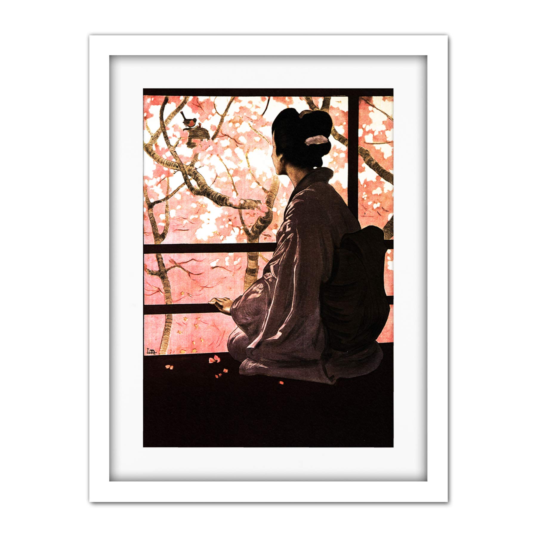 Wee Blue Coo Opera Madame Butterfly Japanese Artwork Framed Wall Art Print 18X24 Inch