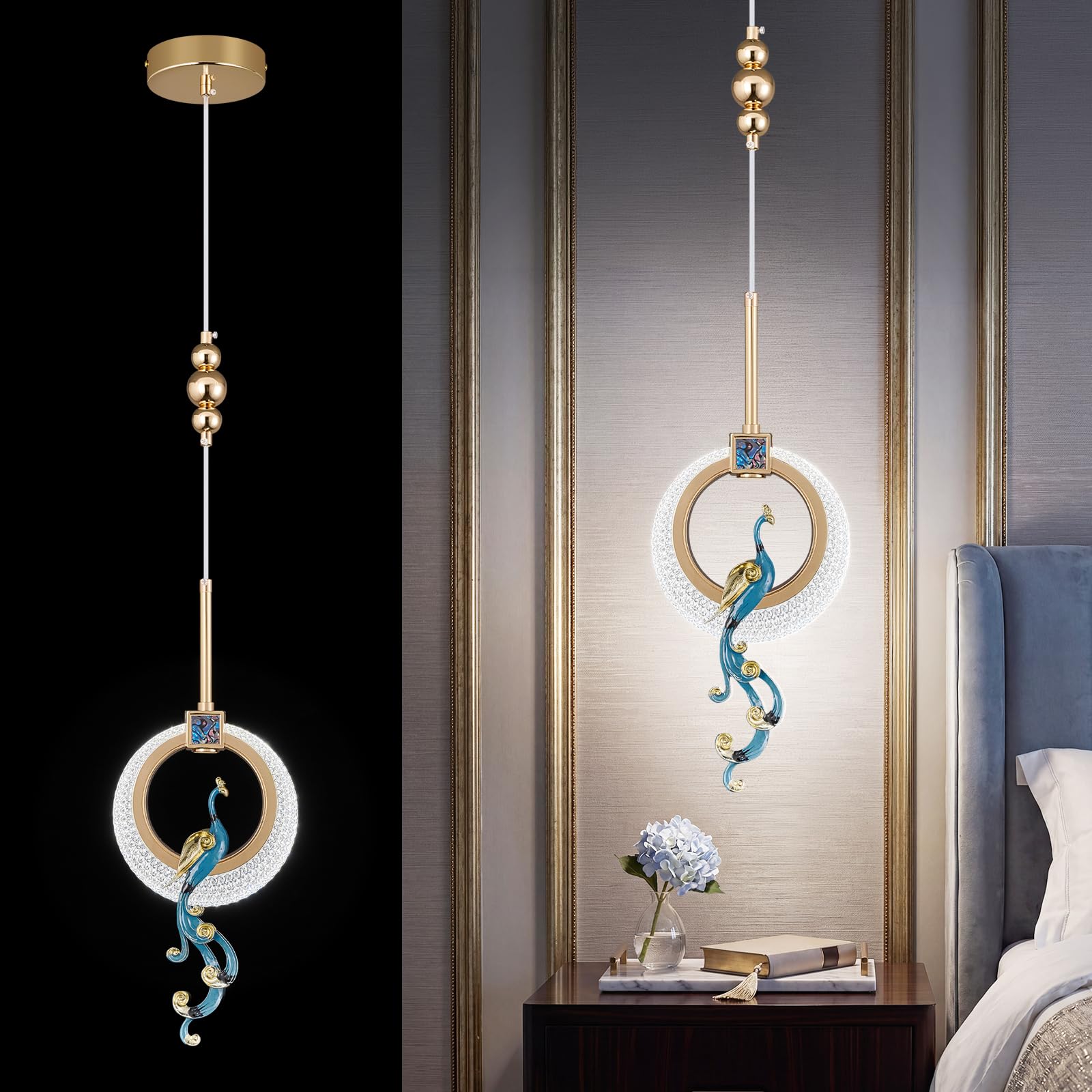 Photo 1 of zhllmq Modern Gold Pendant Light Acrylic Chandelier Dining Room Light Fixture Adjustable Hanging Ceiling Light Fixture for Kitchen Island Dining Room Living Room
