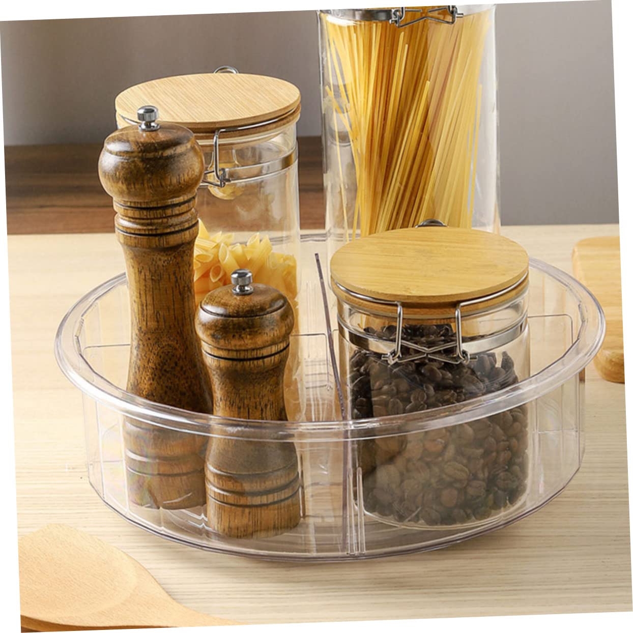 LABRIMP Dispensador Giratorio De Condimentos Organizador De Cocina Transparente Almacenamiento De Baño