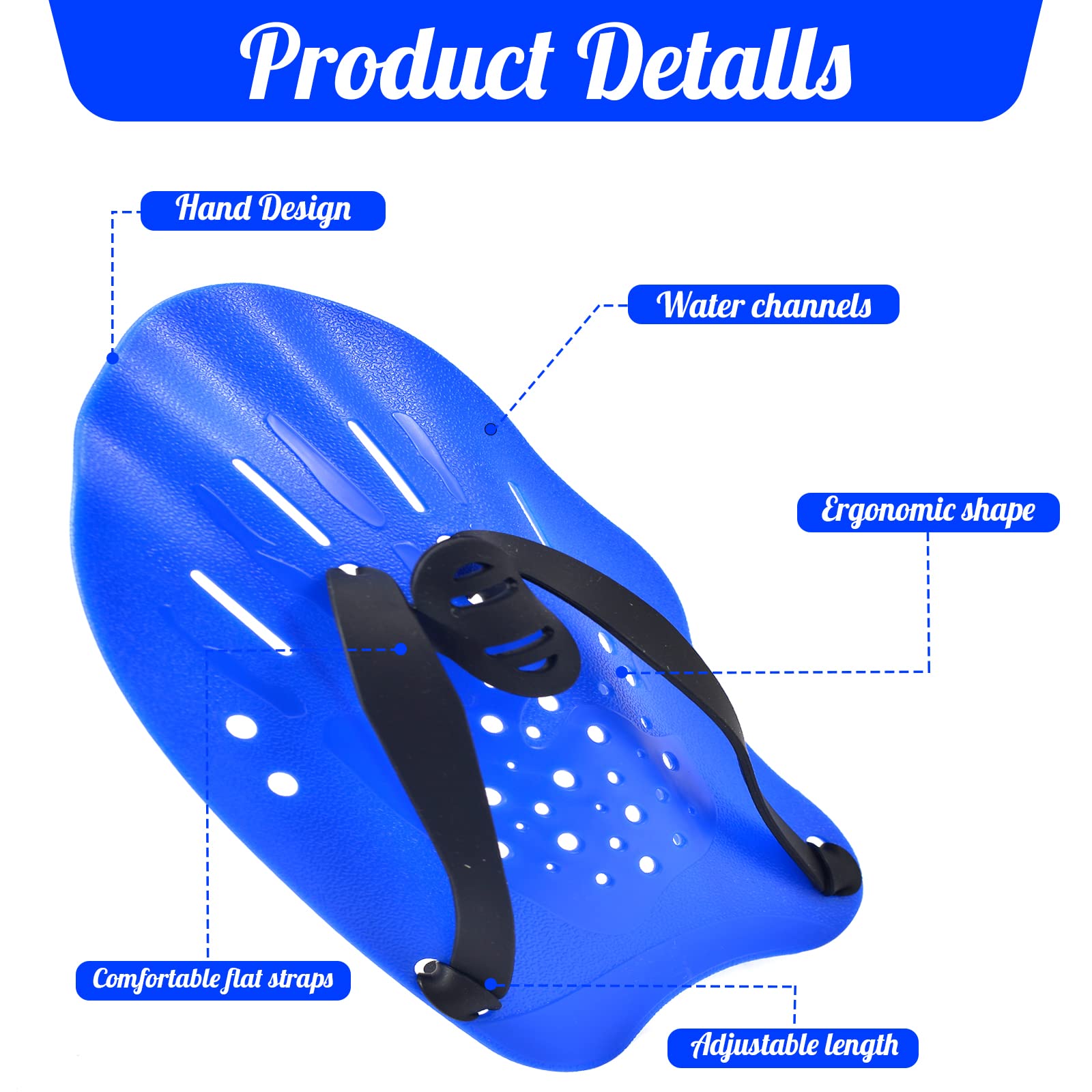 Vibbang 1 paio di pagaie per le mani in silicone per l'allenamento della forza, accessori per esercizi di nuoto in piscina, con cinghie regolabili, per adulti e bambini