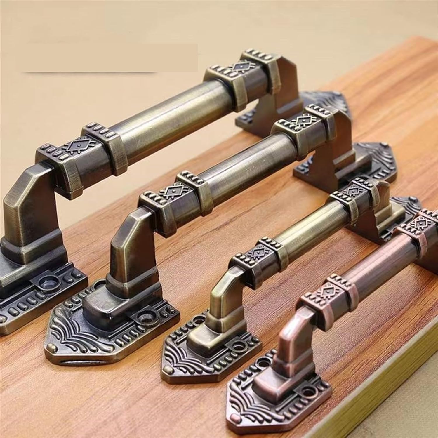 Long Retro Bronze Handle Pulls Chinese Style Furniture Kitchen Drawer Handles Cupboard Wardrobe Handles Furniture Hardware 1Pcs (Color : Red Bronze 128mm)