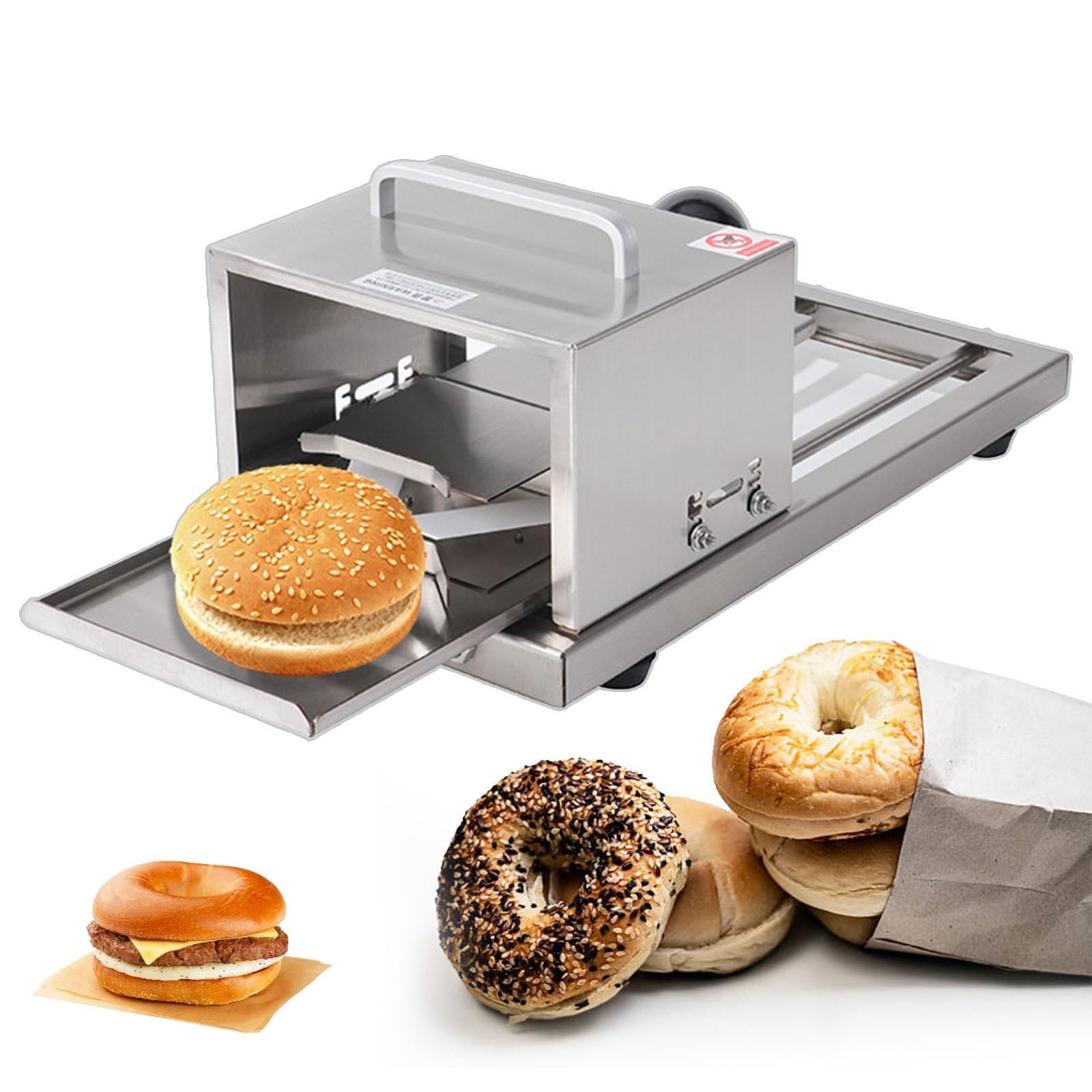 AYCDL Commercial Burger Buns Slicer Cutter Machine,Manual Stainless Steel Bagel Slicers,Push Pull Hamburger Bread Portioning Machine